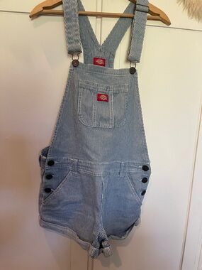 Dickies Blue & White Pinstripe Short Overalls